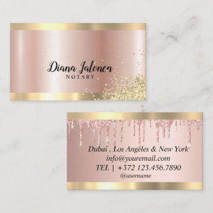 Notar-Kreditunterschrift Agent Rose Gold Border Ma Visitenkarte