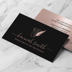Notar Kreditunterschrift Agent Rose Gold Quill Bla Visitenkarte