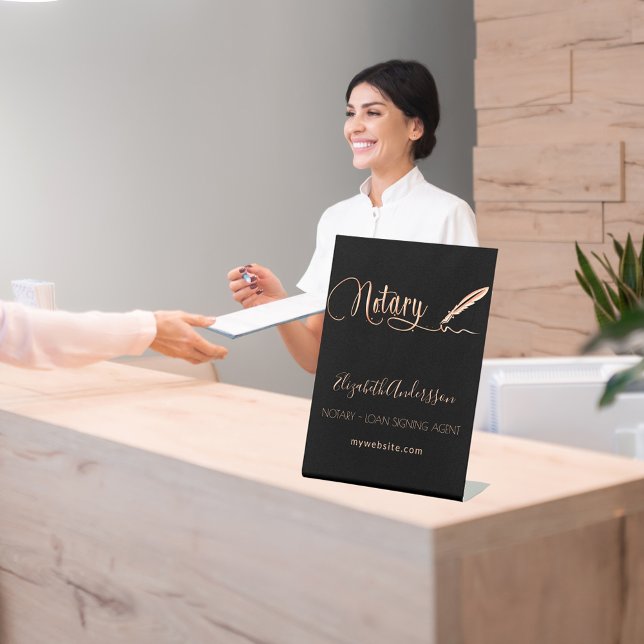 Notar-Kreditunterzeichnung Agent schwarze Rose Gol Sockelschild (Von Creator hochgeladen)