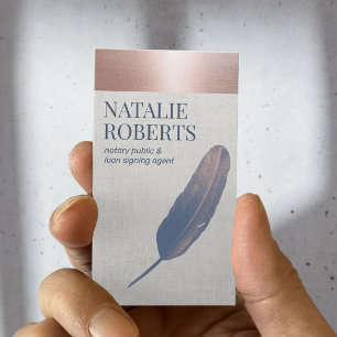 Notar-Kreditunterzeichnungsagent Rose Gold Blaue F Visitenkarte