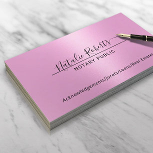Notar Minimalistisches Drehbuch Pink Visitenkarte