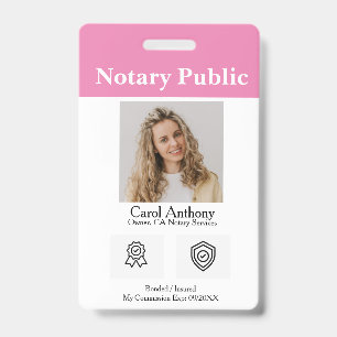 Notar/Notar Signatur Agent-ID-Abzeichen Ausweis