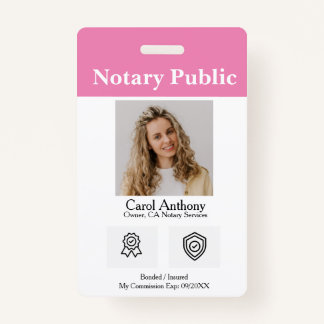 Notar/Notar Signatur Agent-ID-Abzeichen Ausweis