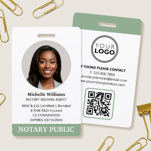 Notar Öffentlich Kredit Signing Agent ID Foto Grün Ausweis