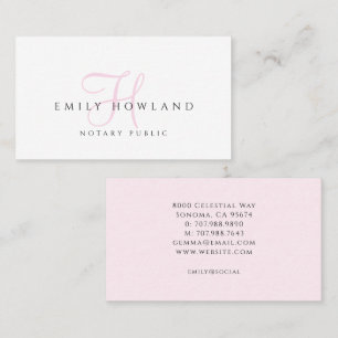 Notar Öffentlich Pinkes Schriftmonogramm Name Visitenkarte