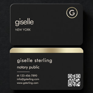 Notar Öffentlich QR-Code Schwarz Gold Visitenkarte