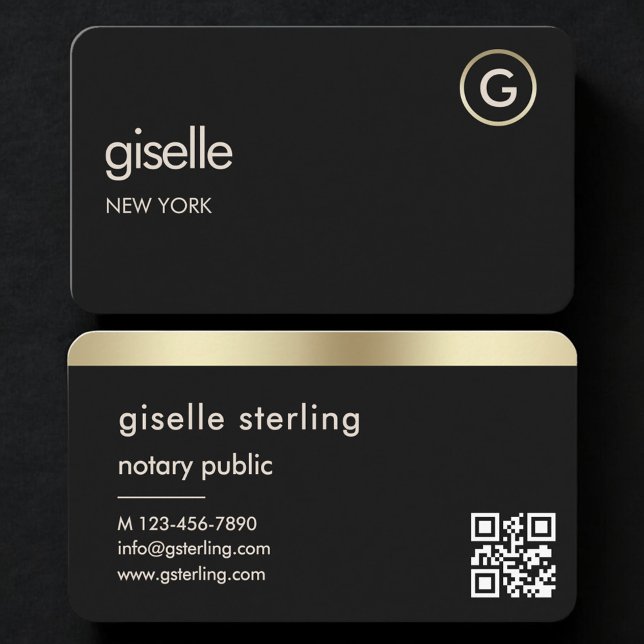 Notar Öffentlich QR-Code Schwarz Gold Visitenkarte (Von Creator hochgeladen)