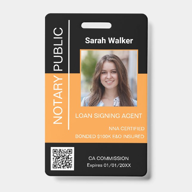 Notar Öffentlicher Ausweis-Mitarbeiter schwarz gel Ausweis (Vorderseite)