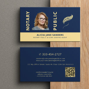 Notar öffentliches Foto navy blau gold QR-Code Visitenkarte