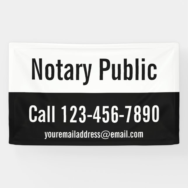 Notar Public Black and White Promotion Template Banner (Horizontal)