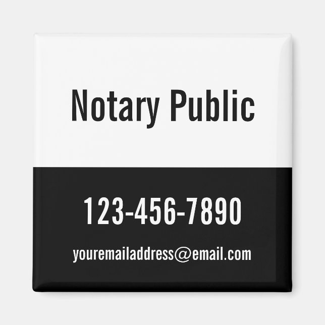 Notar Public Black and White Promotion Template Magnet (Vorne)
