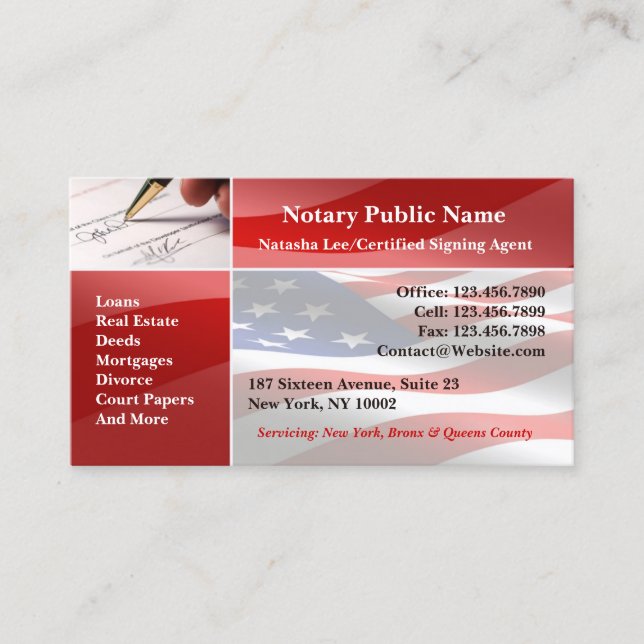 Notar Public Business Card Visitenkarte (Vorderseite)