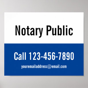 Notar Public Deep Blue White Business Template Poster