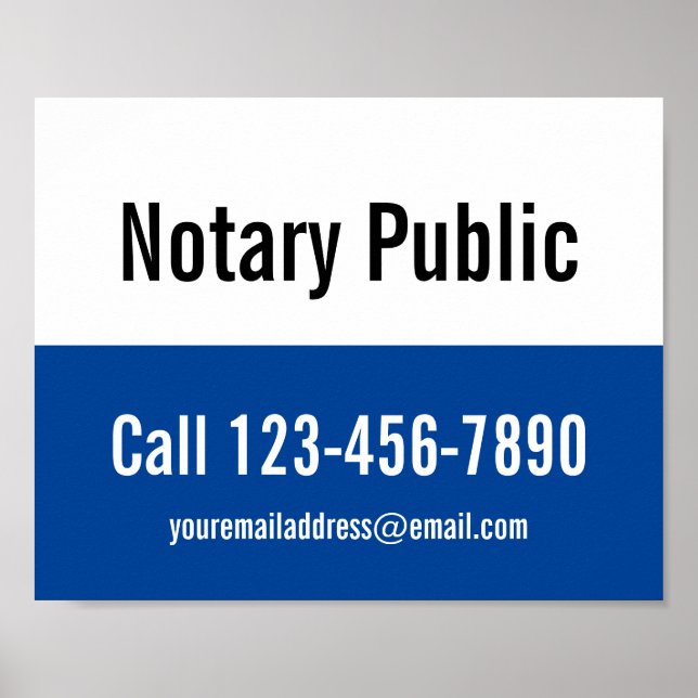 Notar Public Deep Blue White Business Template Poster (Vorne)