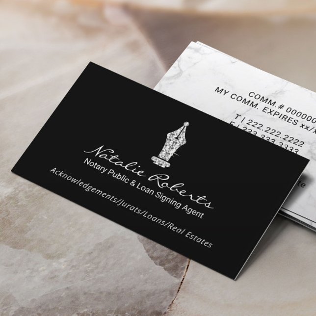 Notar Public Diamond Pen Loan Signing Agent Visitenkarte (Von Creator hochgeladen)