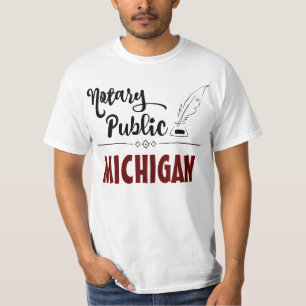 Notar Public Elegante Feather Quill Michigan T-Shirt