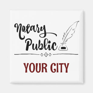 Notar Public Feather Quill Your City Customized Magnet