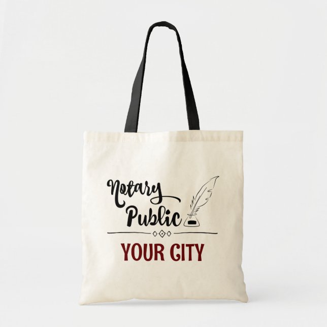 Notar Public Feather Quill Your City Customized Tragetasche (Vorne)