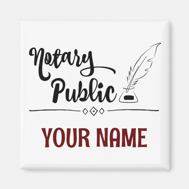 Notar Public Feather Quill Your Name Customized Magnet (Vorne)