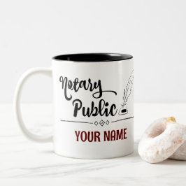 Notar Public Feather Quill Your Name Customized Zweifarbige Tasse