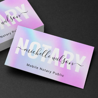 Notar Public Lila Holographic Typografy Visitenkarte