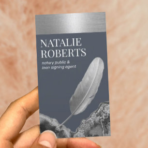 Notar Public Loan Signing Agent Blue Silver Agate Visitenkarte