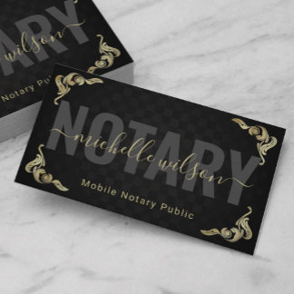 Notar Public Loan Signing Agent Schwarzer Art Deco Visitenkarte