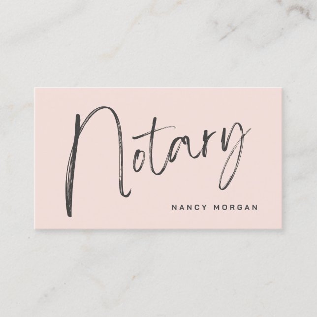 Notar Public Script Calligraphy Blush Pink Visitenkarte (Vorderseite)