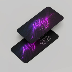 Notar Public Signature Agent Neon Lila Modern Visitenkarte