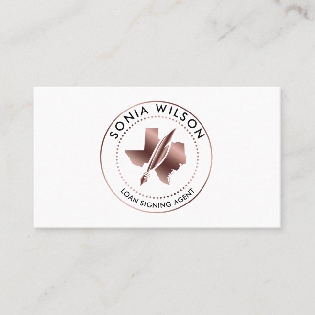 Notar Public Texas Briefmarke Darlehen Unterzeichn Visitenkarte (Vorderseite)