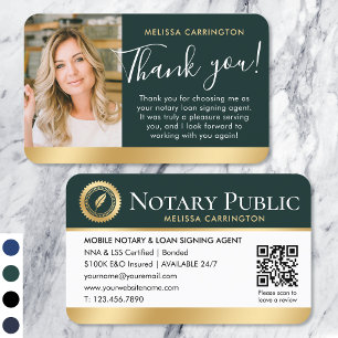 Notar Public Vielen Dank Foto QR Code Green Gold Visitenkarte