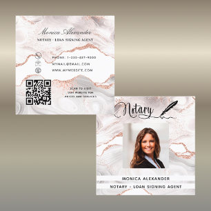Notar Rose Gold Foto QR Code Kreditunterzeichnung  Quadratische Visitenkarte