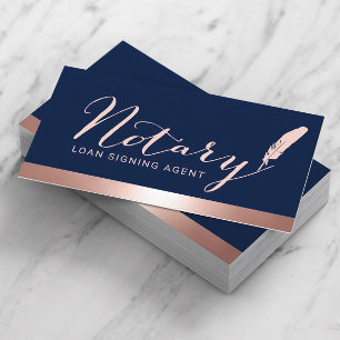 Notar-Script-Agent-Signatur Rose Gold & Navy Visitenkarte
