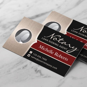 Notar Signage Agent Modernes Black & Gold Foto Visitenkarte