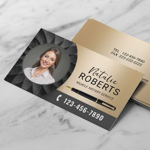 Notar Signage Agent Modernes Black & Gold Foto Visitenkarte