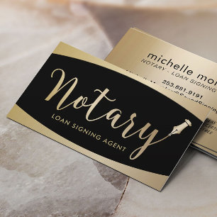 Notar Signatur Agent Modernes Schwarz & Gold Visitenkarte