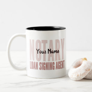 Notar-Signatur Agent Roter Schriftart kundenspezif Zweifarbige Tasse