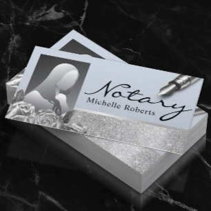 Notar Signatur Agent Silver Floral Blue Foto Visitenkarte