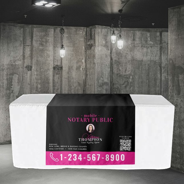 Notar-Signieragenten-Foto-QR-Code-Tischbanner Wandteppich (Notary Signing Agent Photo QR Code Table Banner Tapestry)
