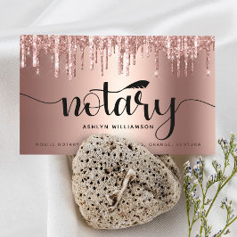 Notar Signieren Agent Copper PInk Glitzer Script Visitenkarte