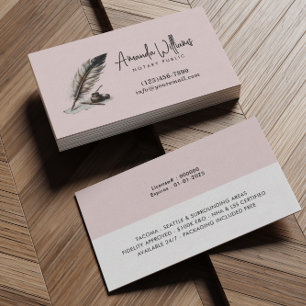 Notar Signieren Agent Quill Pen Schlicht Blush Pin Visitenkarte
