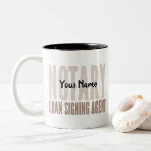 Notar Signing Agent Brown Schriftart kundenspezifi Zweifarbige Tasse