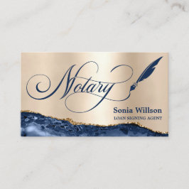Notar Signing Agent Moderne Marine Blue Agate Visitenkarte