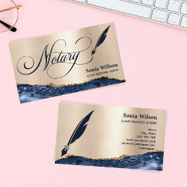Notar Signing Agent Moderne Rose Gold Agate B Visitenkarte