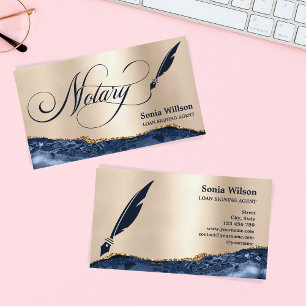 Notar Signing Agent Moderne Rose Gold Agate B Visitenkarte