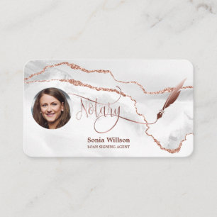 Notar Signing Agent Moderne Rose Gold Agate Visitenkarte