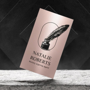Notar-Treuhandbevollmächtigter Quill Logo Roségold Visitenkarte
