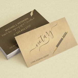 Notar Unterzeichnung Agent moderne Typografie Gold Visitenkarte