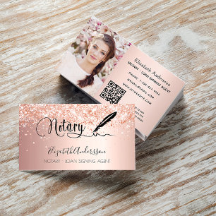 Notar Unterzeichnung Agent Rose Gold Foto QR Code Visitenkarte