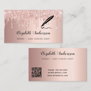 Notar Unterzeichnung Agent Rose Gold Glitzer QR Visitenkarte